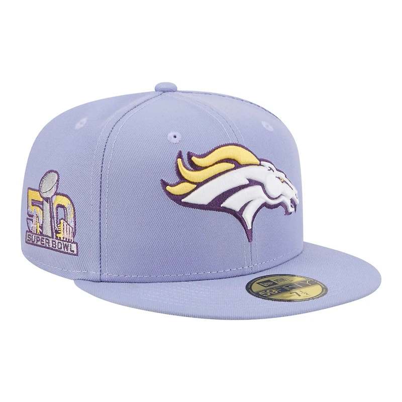 Men's New Era Light Purple Denver Broncos Lavender Bloom 59FIFTY Fitted Hat
