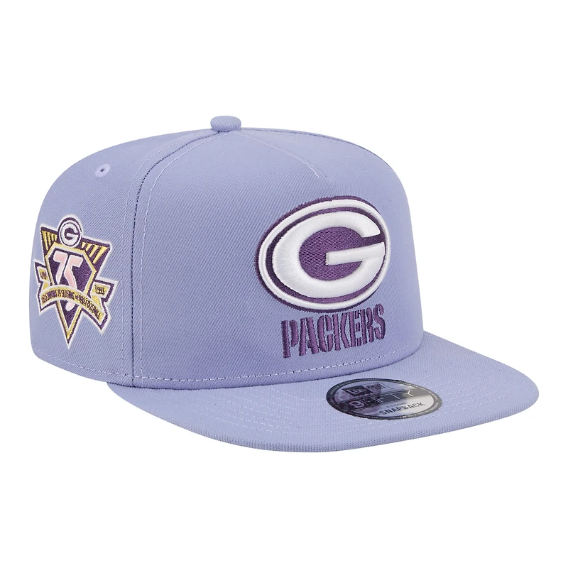 Men's New Era  Lavender Green Bay Packers Bloom A-Frame 9FIFTY Snapback Hat