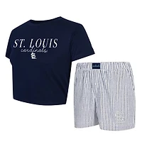 Women's Concepts Sport  Navy/White St. Louis Cardinals  Copeland Cropped T-Shirt & Shorts Set