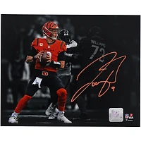 Joe Burrow Cincinnati Bengals Autographed 8" x 10" Orange Jersey Standing In The Pocket Spotlight Photograph