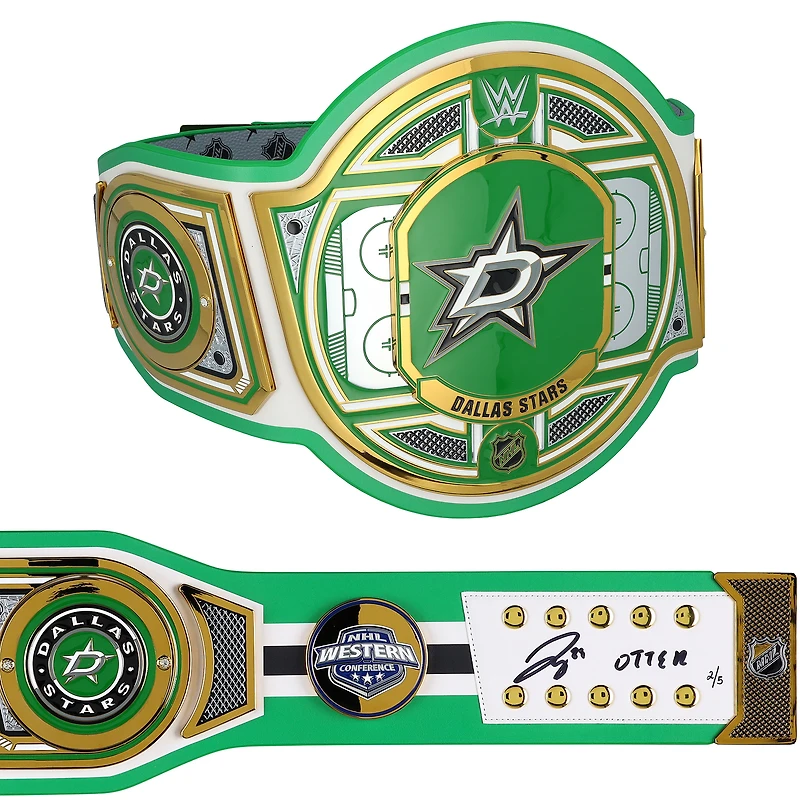 Jake Oettinger Dallas Stars Autographed WWE Legacy Title Belt with "Otter" Inscription