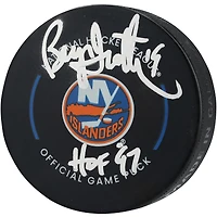 Bryan Trottier New York Islanders Autographed Official Game Puck with "HOF 97" Inscription