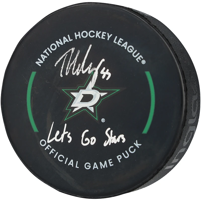 Thomas Harley Dallas Stars Autographed Official Game Puck with "Lets Go Stars" Inscription