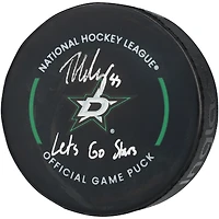 Thomas Harley Dallas Stars Autographed Official Game Puck with "Lets Go Stars" Inscription