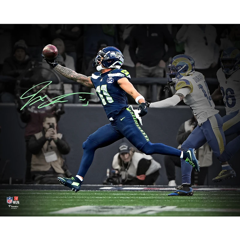 Jaxon Smith-Njigba Seattle Seahawks Autographed 16" x 20" 2025 NFC Championship One-Handed Catch Spotlight Photograph