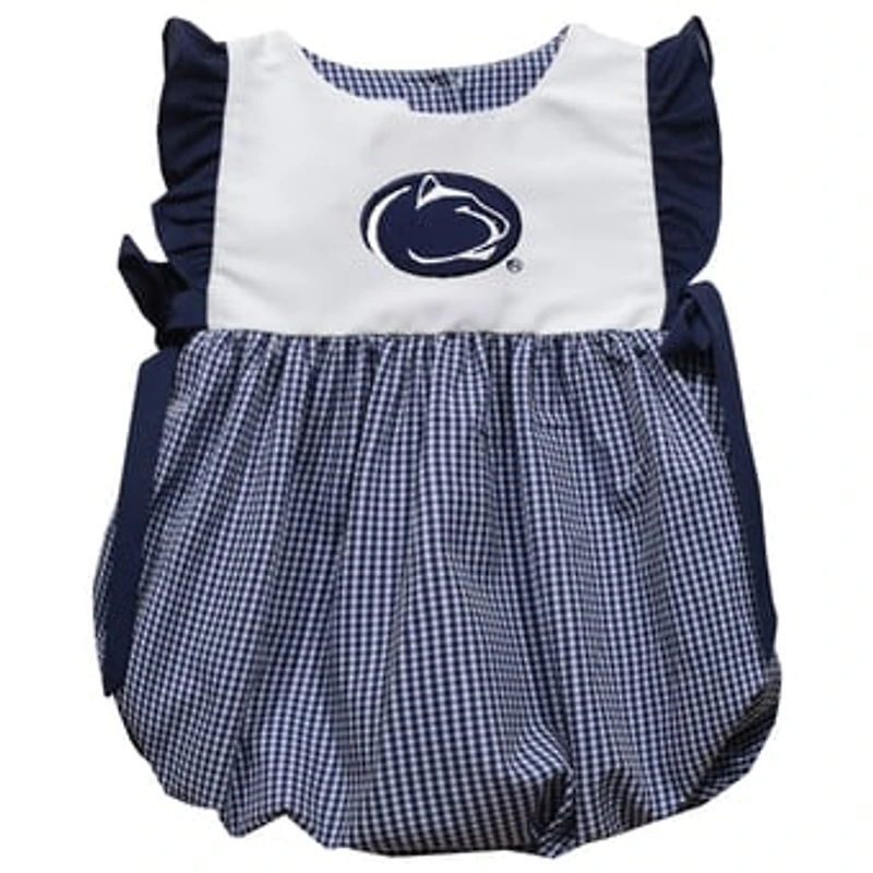 Girls Infant Vive La Fete Navy Penn State Nittany Lions Gingham Puffy Bubble Dress