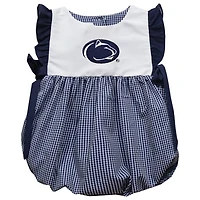Girls Infant Vive La Fete Navy Penn State Nittany Lions Gingham Puffy Bubble Dress
