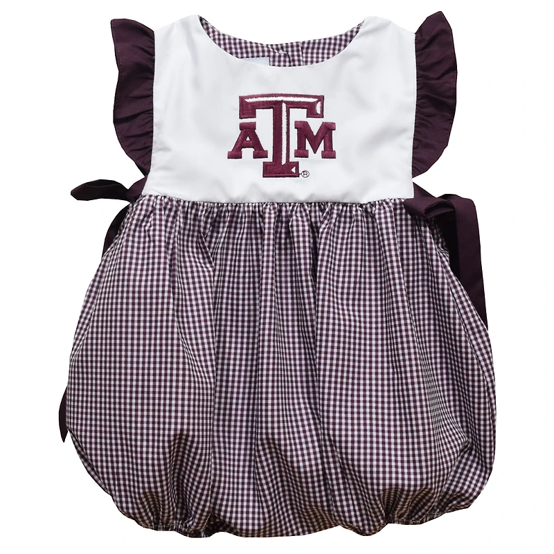 Girls Infant Vive La Fete Maroon Texas A&M Aggies Gingham Puffy Bubble Dress