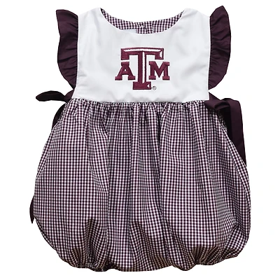 Girls Infant Vive La Fete Maroon Texas A&M Aggies Gingham Puffy Bubble Dress