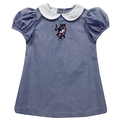 Girls Infant Vive La Fete Navy Columbus State Cougars Gingham Puffy A-Line Dress