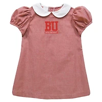 Girls Infant Vive La Fete Red Boston University Gingham Puffy A-Line Dress