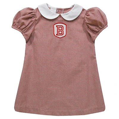 Girls Infant Vive La Fete Red Bradley Braves Gingham Puffy A-Line Dress