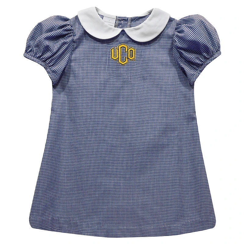 Girls Infant Vive La Fete Navy Central Oklahoma Bronchos Gingham Puffy A-Line Dress
