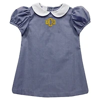 Girls Infant Vive La Fete Navy Central Oklahoma Bronchos Gingham Puffy A-Line Dress