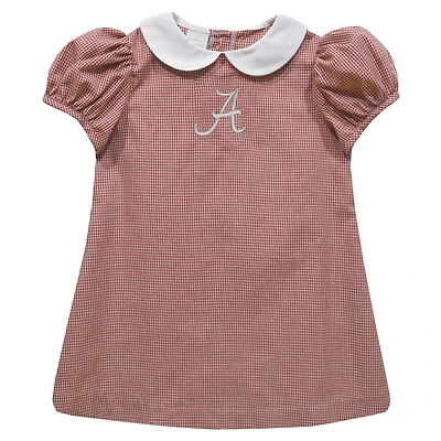 Girls Infant Vive La Fete Crimson Alabama Crimson Tide Gingham Puffy A-Line Dress