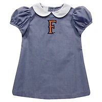 Girls Infant Vive La Fete Navy Cal State Fullerton Titans Gingham Puffy A-Line Dress