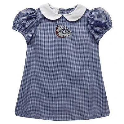 Girls Infant Vive La Fete Navy Gonzaga Bulldogs Gingham Puffy A-Line Dress