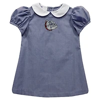 Girls Infant Vive La Fete Navy Gonzaga Bulldogs Gingham Puffy A-Line Dress