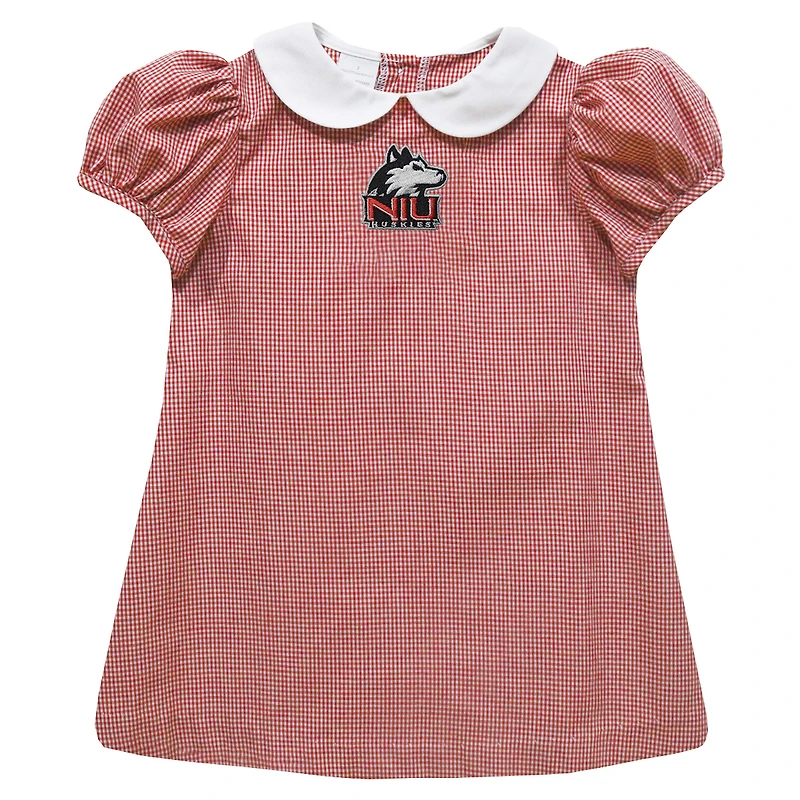 Girls Infant Vive La Fete Red Illinois Fighting Illini Gingham Puffy A-Line Dress