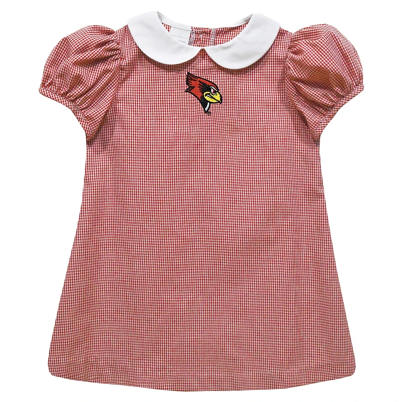 Girls Infant Vive La Fete Red Illinois State Redbirds Gingham Puffy A-Line Dress