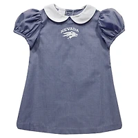 Girls Infant Vive La Fete Navy Nevada Wolf Pack Gingham Puffy A-Line Dress
