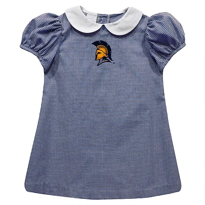 Girls Infant Vive La Fete Navy UNCG Spartans Gingham Puffy A-Line Dress