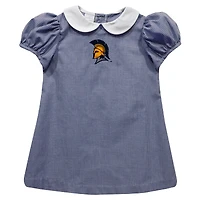 Girls Infant Vive La Fete Navy UNCG Spartans Gingham Puffy A-Line Dress