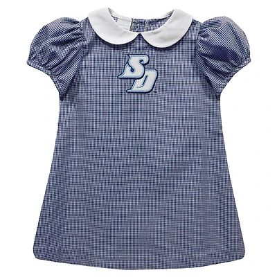 Girls Infant Vive La Fete Navy San Diego Toreros Gingham Puffy A-Line Dress