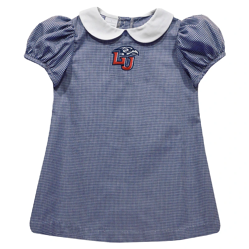 Girls Infant Vive La Fete Navy Liberty Flames Gingham Puffy A-Line Dress