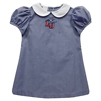 Girls Infant Vive La Fete Navy Liberty Flames Gingham Puffy A-Line Dress