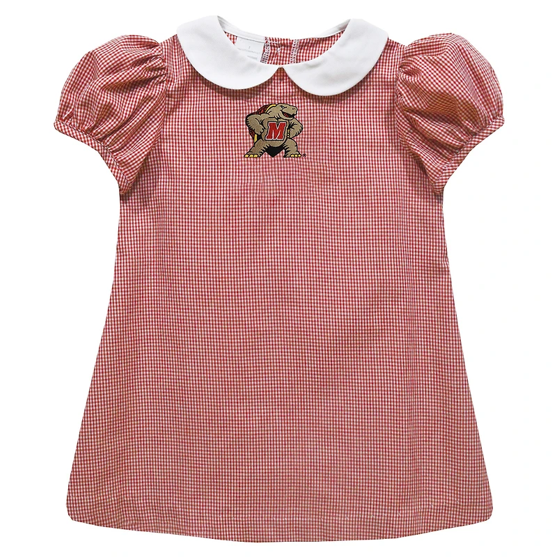 Girls Infant Vive La Fete Red Maryland Terrapins Gingham Puffy A-Line Dress