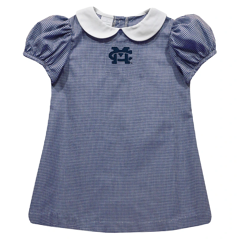 Girls Infant Vive La Fete Navy Mississippi College Choctaws Gingham Puffy A-Line Dress