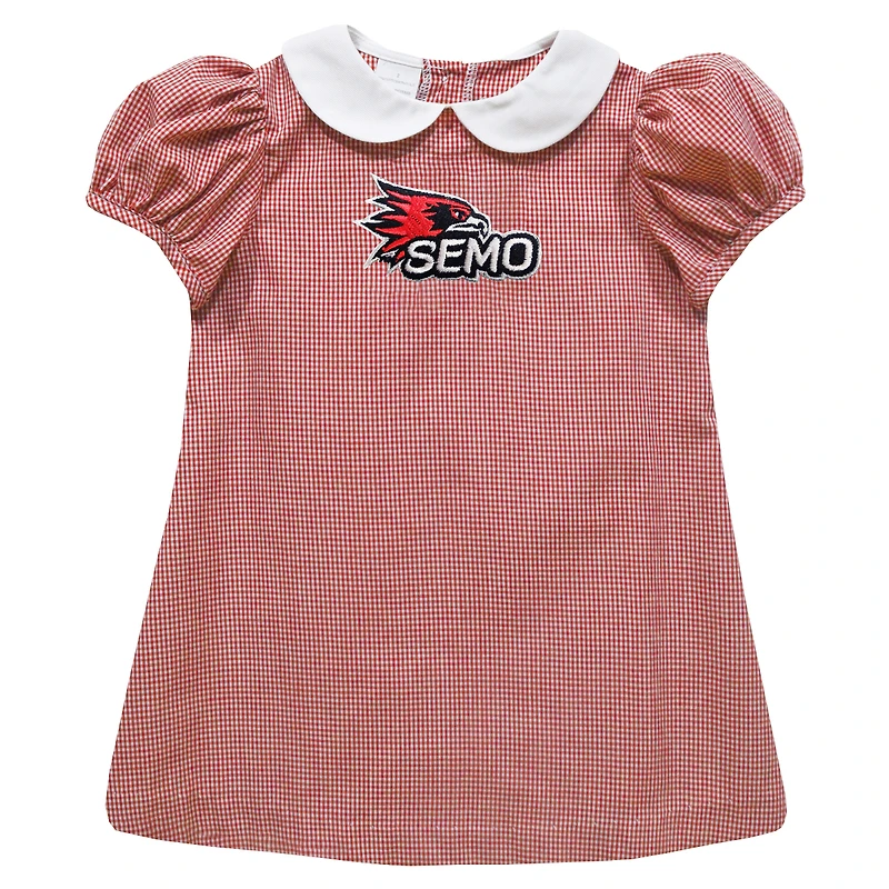 Girls Infant Vive La Fete Red SEMO Redhawks Gingham Puffy A-Line Dress