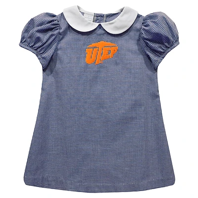 Girls Infant Vive La Fete Navy UTEP Miners Gingham Puffy A-Line Dress
