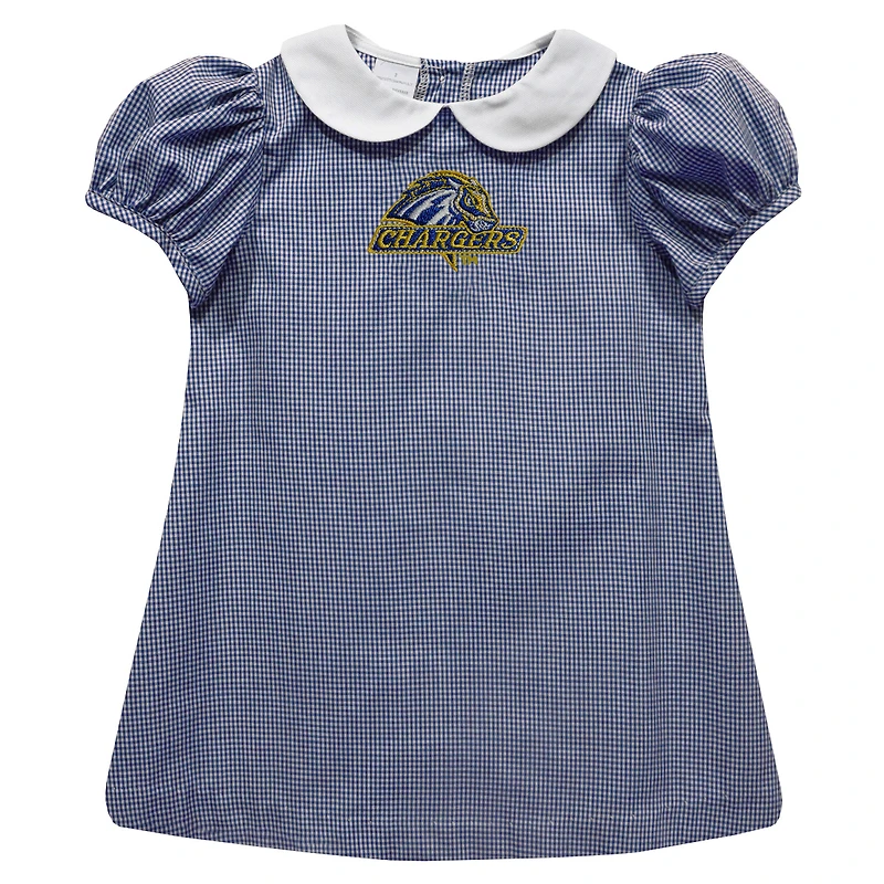 Girls Infant Vive La Fete Navy University of New Haven Chargers Gingham Puffy A-Line Dress