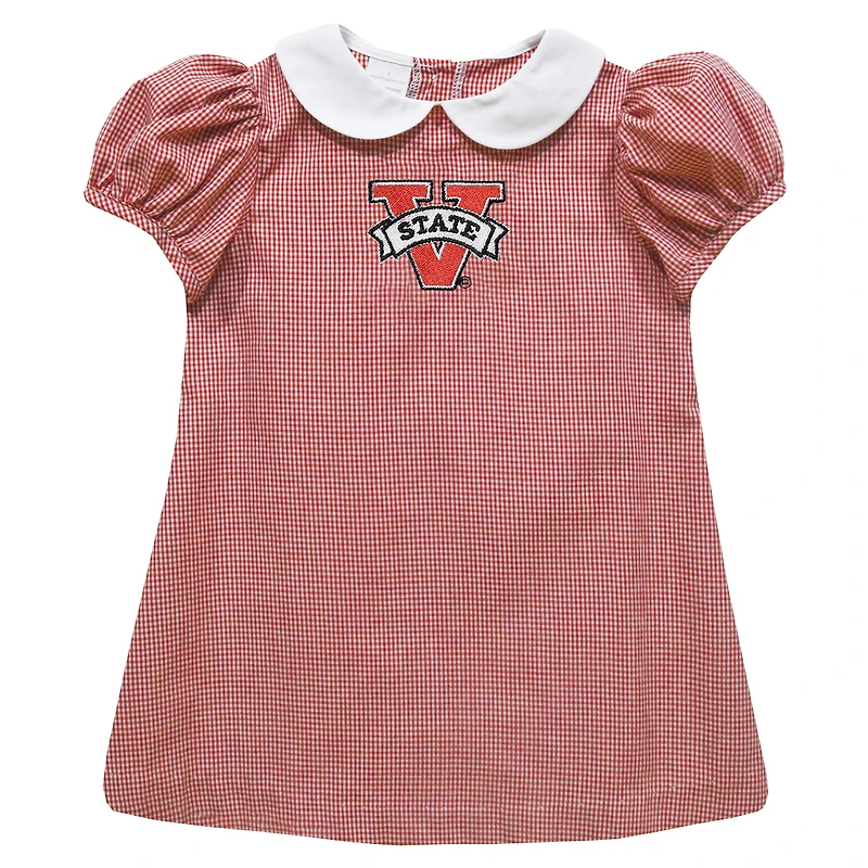Girls Infant Vive La Fete Red Valdosta State Blazers Gingham Puffy A-Line Dress