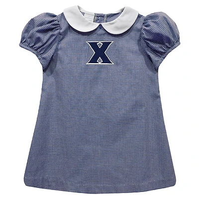 Girls Infant Vive La Fete Navy Xavier Musketeers Gingham Puffy A-Line Dress