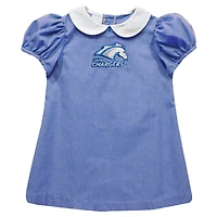 Girls Toddler Vive La Fete Blue UAH Chargers Gingham Puffy A-Line Dress
