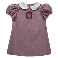 Girls Toddler Vive La Fete Maroon Arkansas Little Rock Trojans Gingham Puffy A-Line Dress