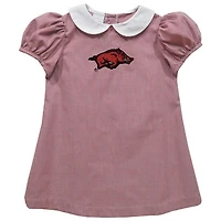 Girls Toddler Vive La Fete Cardinal Arkansas Razorbacks Gingham Puffy A-Line Dress