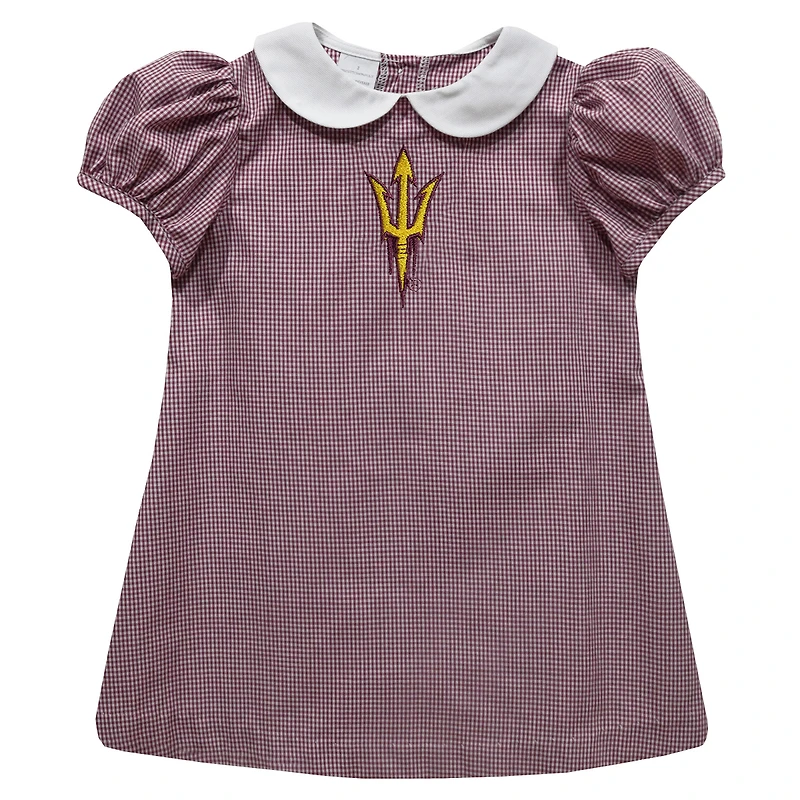 Girls Toddler Vive La Fete Maroon Arizona State Sun Devils Gingham Puffy A-Line Dress