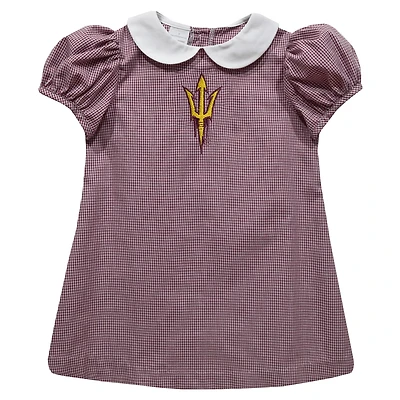 Girls Toddler Vive La Fete Maroon Arizona State Sun Devils Gingham Puffy A-Line Dress