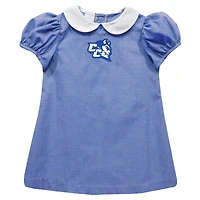 Girls Toddler Vive La Fete Blue Central Connecticut State Blue Devils Gingham Puffy A-Line Dress
