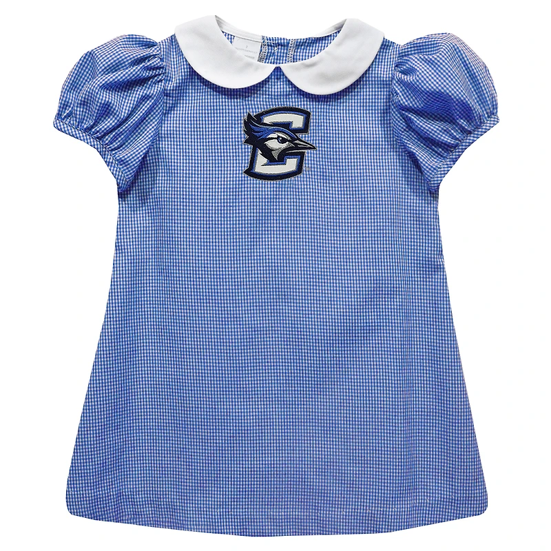 Girls Toddler Vive La Fete Blue Creighton Bluejays Gingham Puffy A-Line Dress