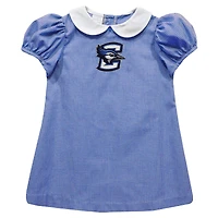 Girls Toddler Vive La Fete Blue Creighton Bluejays Gingham Puffy A-Line Dress