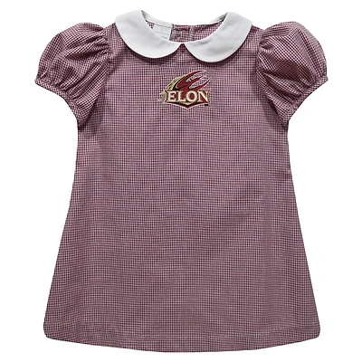 Girls Toddler Vive La Fete Maroon Elon Phoenix Gingham Puffy A-Line Dress