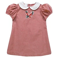 Girls Toddler Vive La Fete Red Eastern Washington Eagles Gingham Puffy A-Line Dress