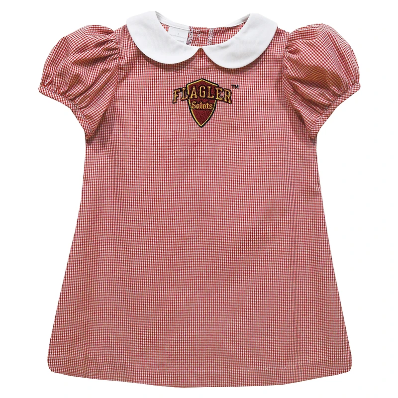 Girls Toddler Vive La Fete Red Flagler Saints Gingham Puffy A-Line Dress