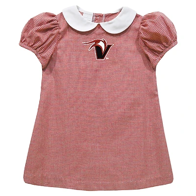 Girls Toddler Vive La Fete Red Hawaii Hilo Vulcans Gingham Puffy A-Line Dress