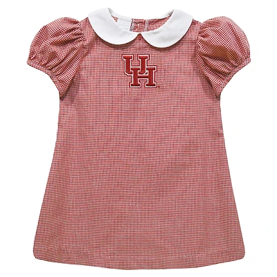 Girls Toddler Vive La Fete Red Houston Cougars Gingham Puffy A-Line Dress